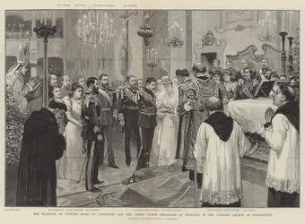 Ægteskabet mellem prinsesse Marie af Edinburgh og kronprins Ferdinand af Rumænien i den katolske kirke i Sigmaringen